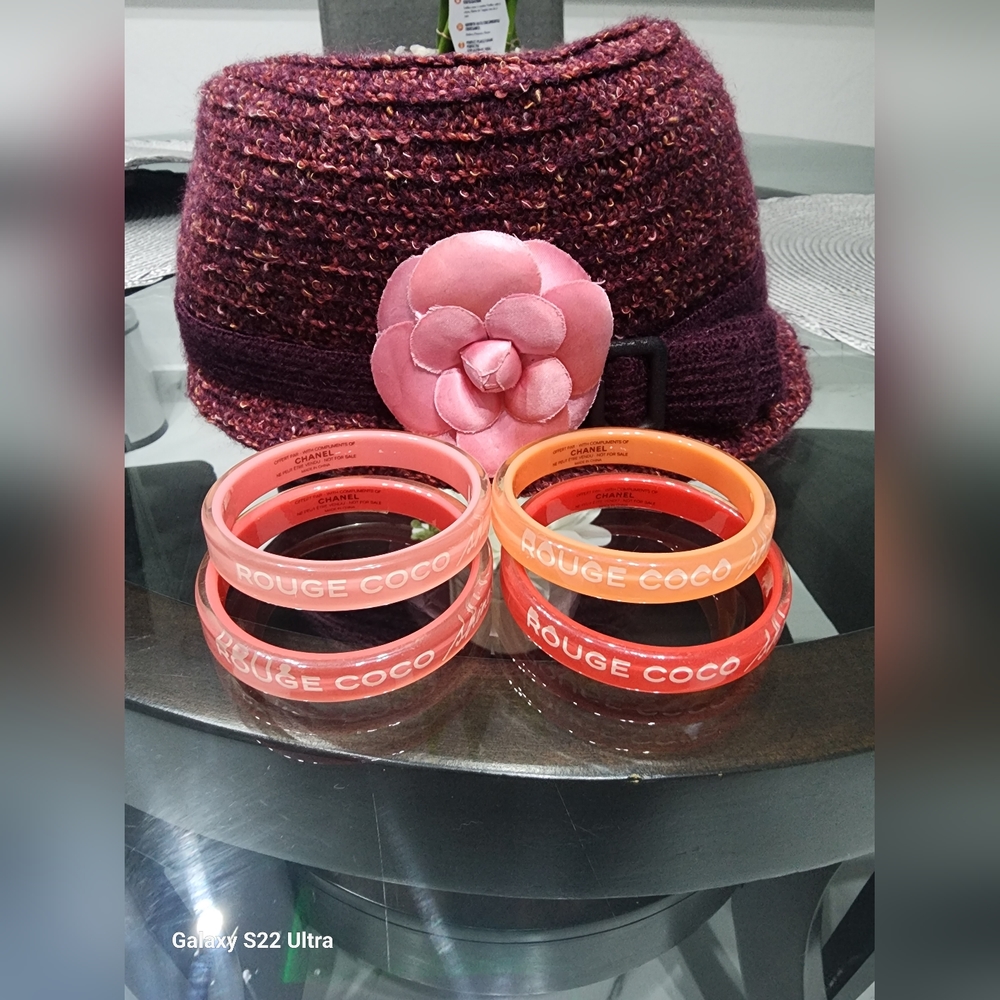 Chanel Novelty Bangle Bracelets set of 4 Rouge Coco NWT